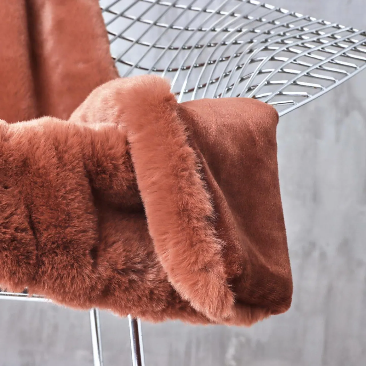 Couvre-Lit Et Édredon|EMINZA Édredon fausse fourrure (90 x 220 cm) Finn Terracotta