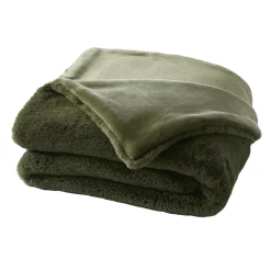 Couvre-Lit Et Édredon|EMINZA Édredon fausse fourrure (90 x 220 cm) Finn Vert kaki