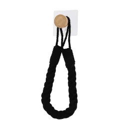 Rangement Salle De Bain|Accessoire Wc|TENDANCE Dérouleur de papier - porte serviette adhésif Easy Chic Corde Noir