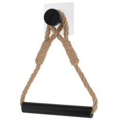 Accessoire Wc|TENDANCE Dérouleur de papier toilette adhésif corde et bambou Harmonie Noir