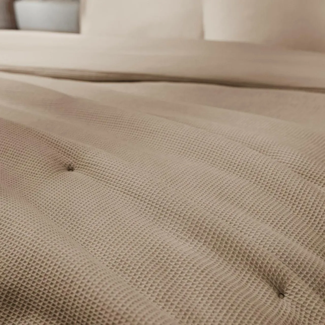 Couvre-Lit Et Édredon|EMINZA Edredon coton nid d'abeille (90 x 220 cm) Eva Ficelle