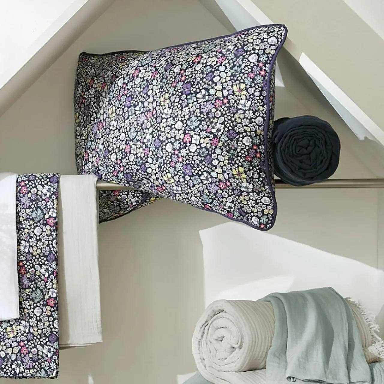 Couvre-Lit Et Édredon|EMINZA Edredon gaze de coton (90 x 200 cm) Elya Violet