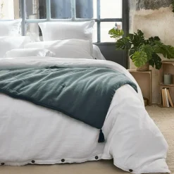 Couvre-Lit Et Édredon|EMINZA Edredon gaze de coton (90 x 200 cm) Gaïa Bleu canard