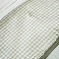 Couvre-Lit Et Édredon|EMINZA Edredon gaze de coton (90 x 200 cm) Gaïa vichy Vert Eucalyptus