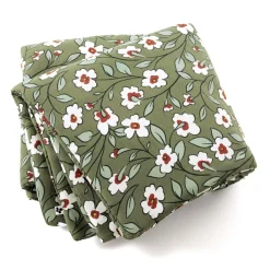 Couvre-Lit Et Édredon|EMINZA Edredon gaze de coton (90 x 200 cm) Gaïa Marguerite Vert Romarin