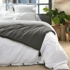Couvre-Lit Et Édredon|EMINZA Edredon gaze de coton (150 x 150 cm) Gaïa Gris granit Gris foncé