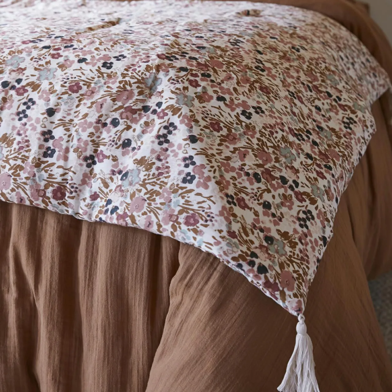 Couvre-Lit Et Édredon|EMINZA Edredon gaze de coton (90 x 200 cm) Constance pampa Beige