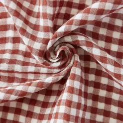 Couvre-Lit Et Édredon|EMINZA Edredon gaze de coton (90 x 200 cm) Gaïa vichy Terracotta