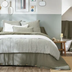 Couvre-Lit Et Édredon|EMINZA Edredon gaze de coton (90 x 200 cm) Gaïa vichy Vert romarin