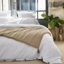 Couvre-Lit Et Édredon|EMINZA Edredon gaze de coton (150 x 150 cm) Gaïa Ficelle