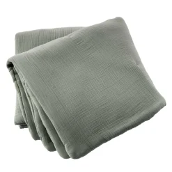 Couvre-Lit Et Édredon|EMINZA Edredon quadruple gaze de coton (90 x 220 cm) Victoria x Gaïa Vert romarin