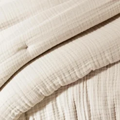 Couvre-Lit Et Édredon|EMINZA Edredon quadruple gaze de coton (90 x 220 cm) Victoria x Gaïa pampa Beige