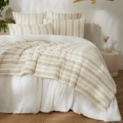 Couvre-Lit Et Édredon|EMINZA Edredon réversible coton texturé et percale (90 x 220 cm) Alice Ficelle