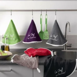 Accessoire Cuisine|DOUCEUR D'INTERIEUR Essuie-main (60 cm) Cuistot Anthracite Gris foncé