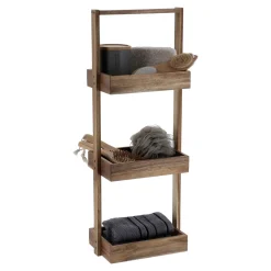 Meuble Salle De Bain|Rangement Salle De Bain|TENDANCE Etagère 3 niveaux bois d'acacia (H70 cm) Lina Marron