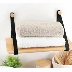 Rangement Salle De Bain|TENDANCE Etagère adhésive bambou (40 x H20 cm) Easy Chic Noir