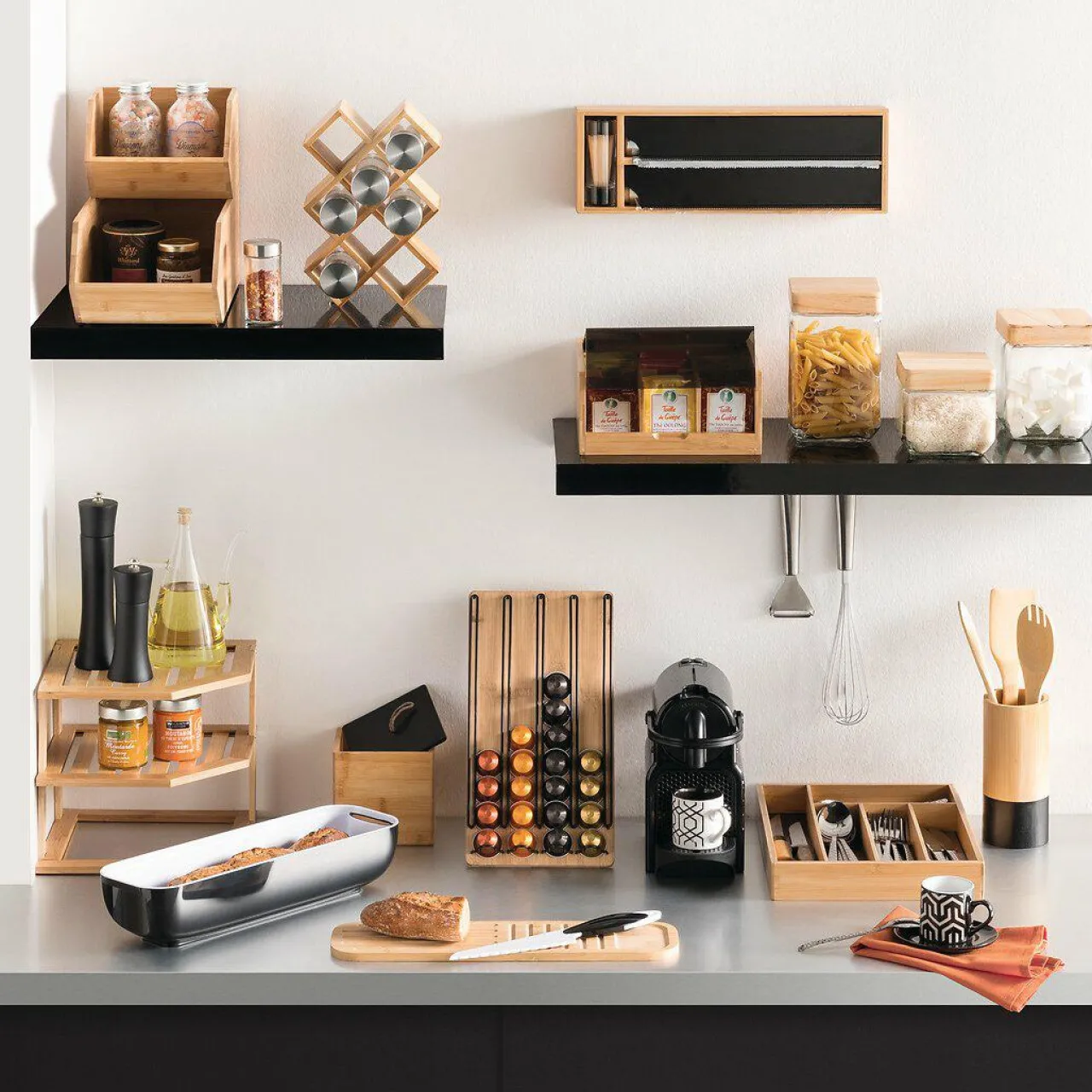 Rangement Et Organisateur|ATMOSPHERA Etagère d'angle (H103 cm) Bambou Naturel