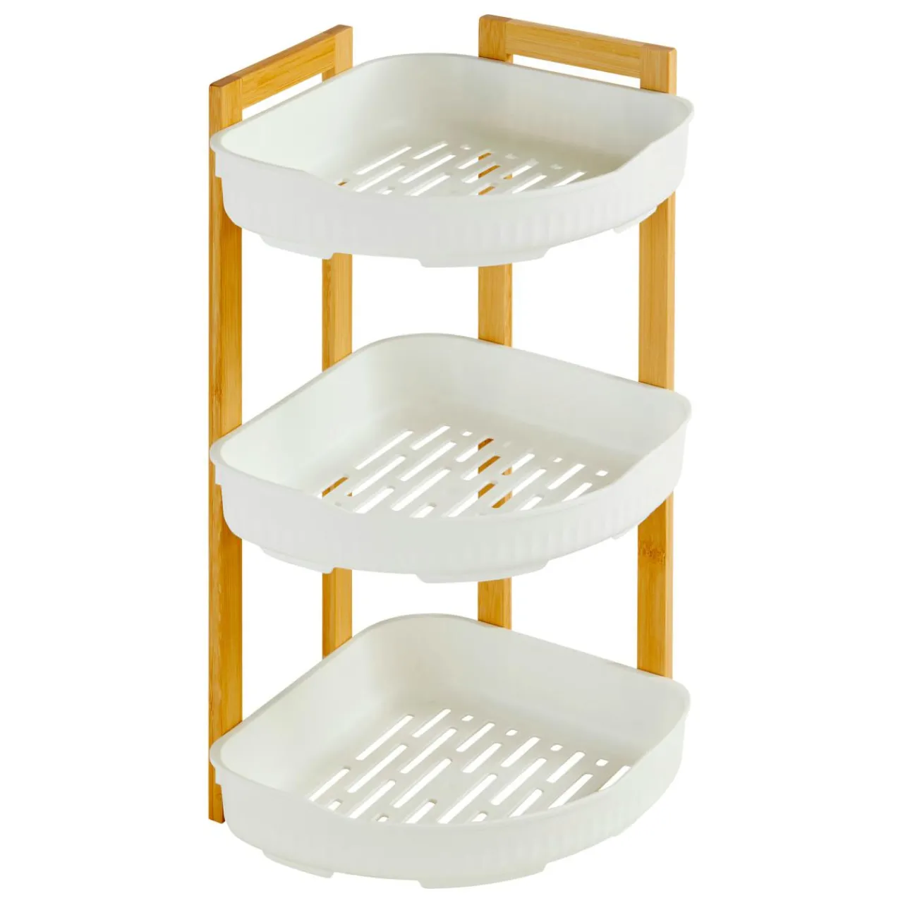 Meuble Salle De Bain|Rangement Salle De Bain|5 Five Simply Smart Etagère d'angle salle de bain 3 niveaux (H45 cm) Natureo Blanc