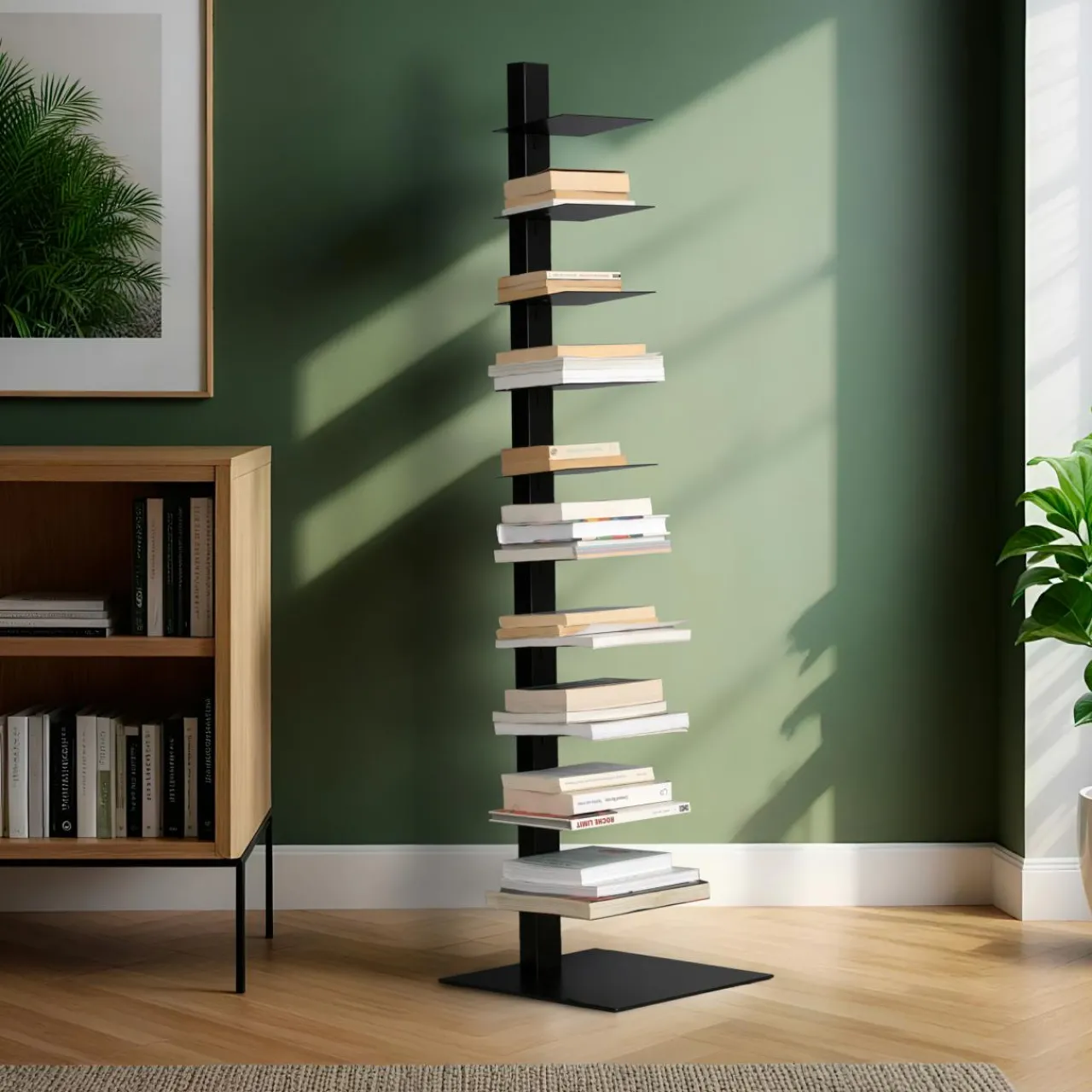 Etagère, Meuble Modulable|EMINZA Etagère de rangement 10 niveaux (H150 cm) Bibliothèque Book Noir