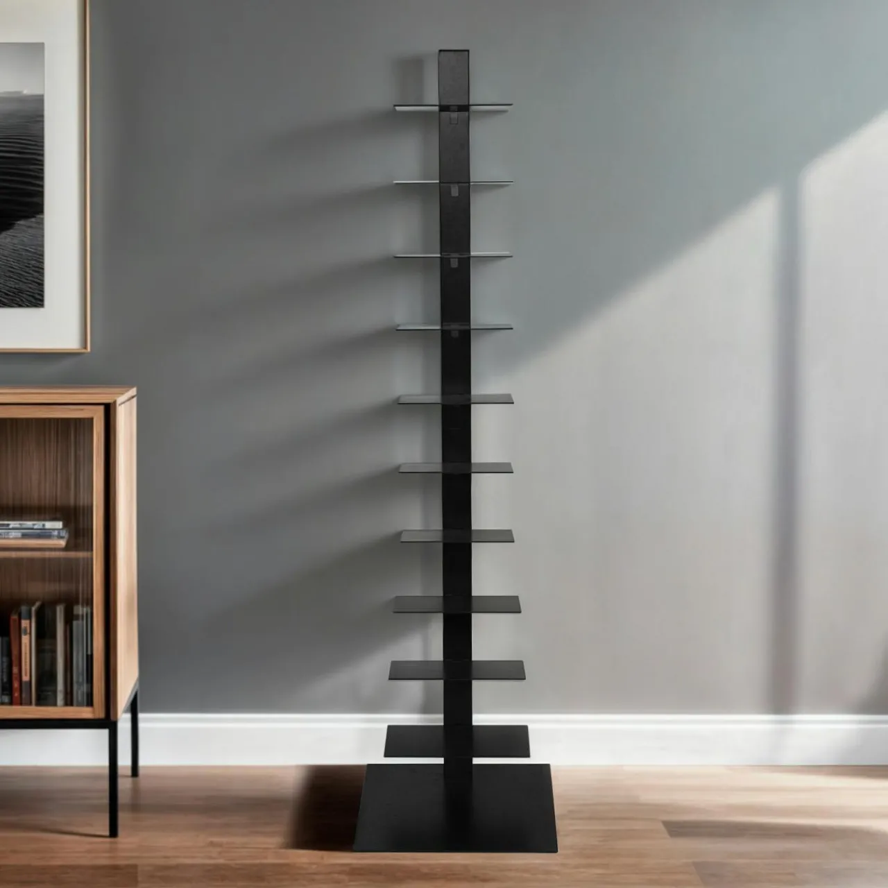 Etagère, Meuble Modulable|EMINZA Etagère de rangement 10 niveaux (H150 cm) Bibliothèque Book Noir