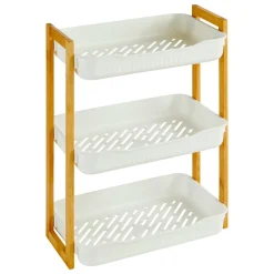 Meuble Salle De Bain|Rangement Salle De Bain|5 Five Simply Smart Etagère de salle de bain 3 niveaux (H45 cm) Natureo Blanc