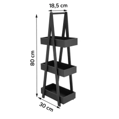 Meuble Salle De Bain|Etagère, Meuble Modulable|TENDANCE Etagère en bambou 3 niveaux (H80 cm) Pyramide Noir