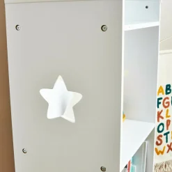 Petit Meuble Enfant|EMINZA Etagère enfant bois 4 niveaux (H154 cm) Stars Blanc