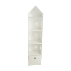 Petit Meuble Enfant|EMINZA Etagère enfant bois 4 niveaux (H154 cm) Stars Blanc