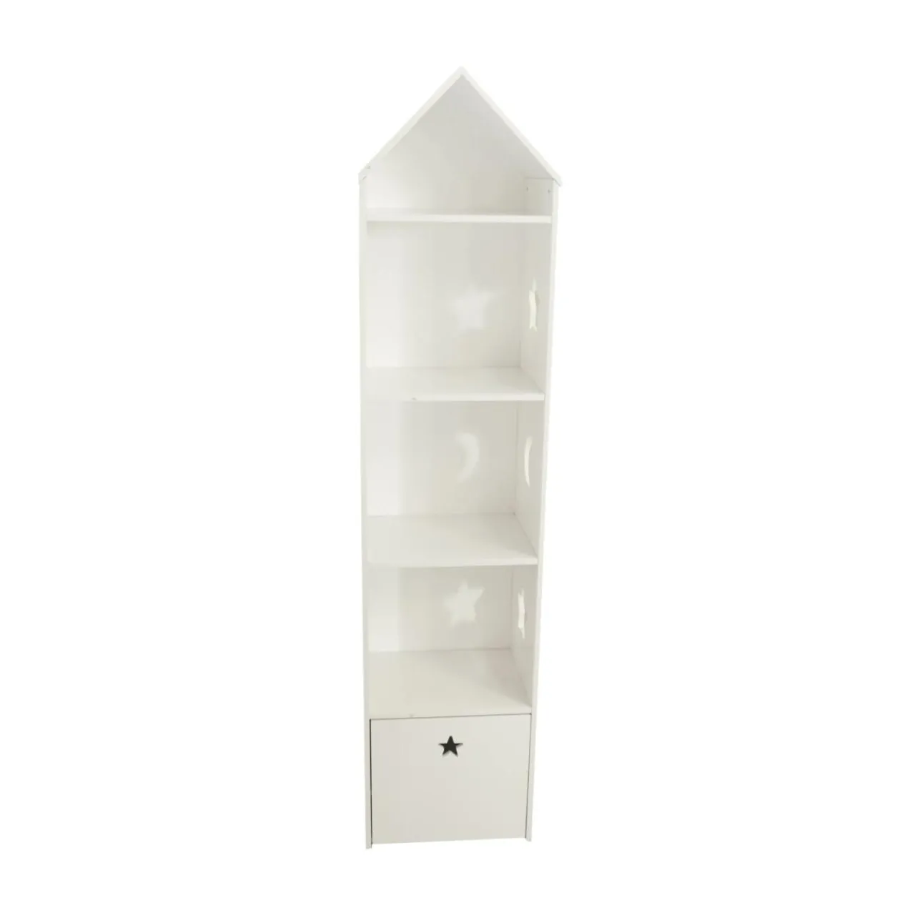 Petit Meuble Enfant|EMINZA Etagère enfant bois 4 niveaux (H154 cm) Stars Blanc