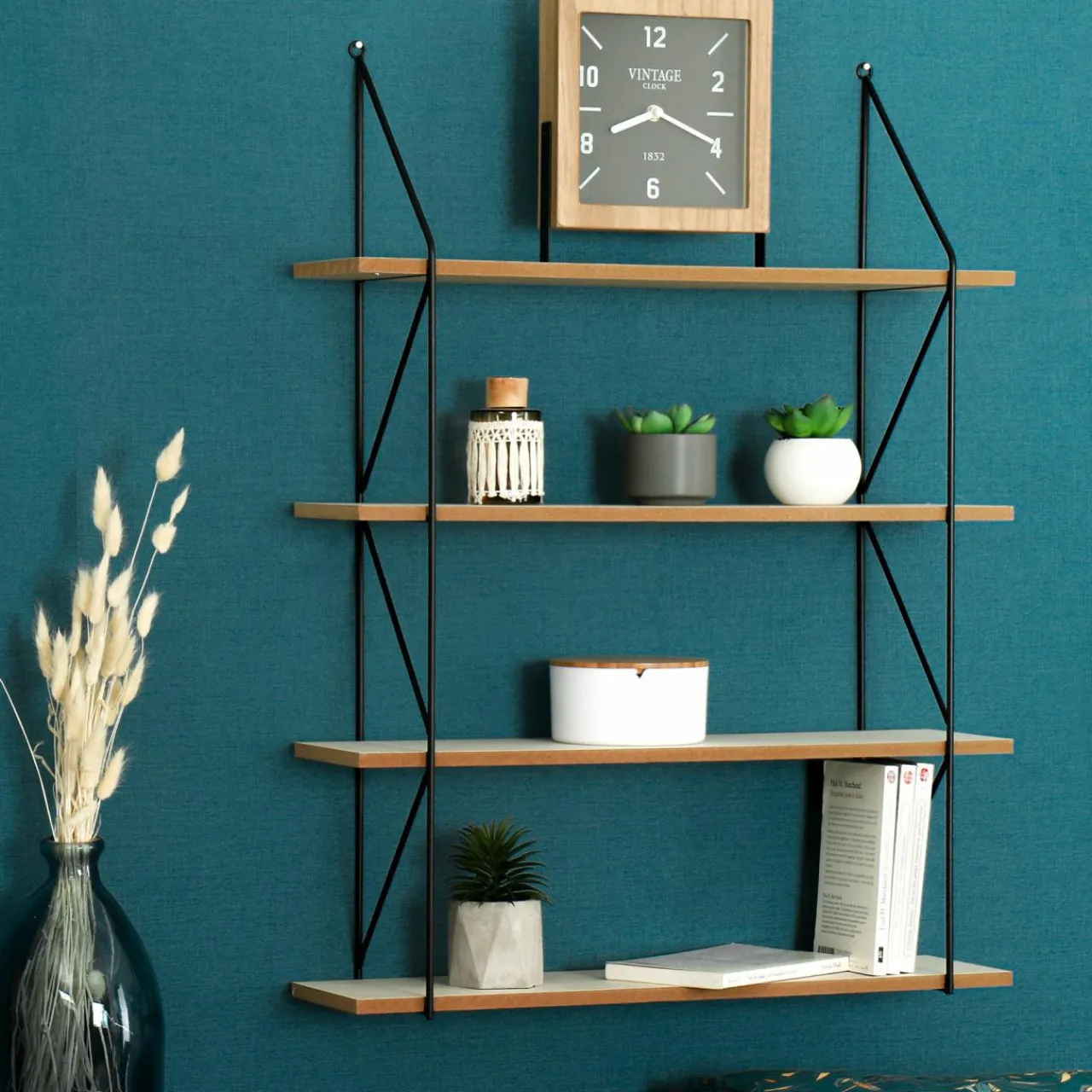 Étagère Murale|ATMOSPHERA Etagère murale 4 niveaux (60 x H80 cm) Iris Noir