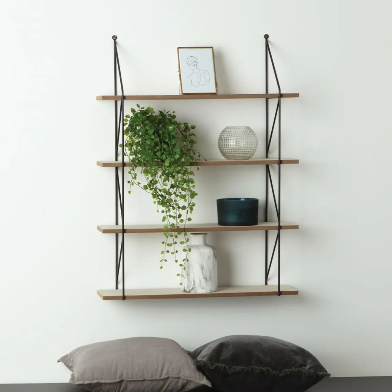 Étagère Murale|ATMOSPHERA Etagère murale 4 niveaux (60 x H80 cm) Iris Noir