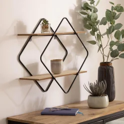 Étagère Murale|ATMOSPHERA Etagère murale 2 niveaux (H48 cm) Nena Noir