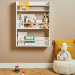 Petit Meuble Enfant|EMINZA Etagère murale enfant bois 3 niveaux (H80 cm) Zoa he Blanc