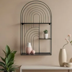 Étagère Murale|EMINZA Etagère murale métal 3 plateaux (H70 cm) Tiggy Noir