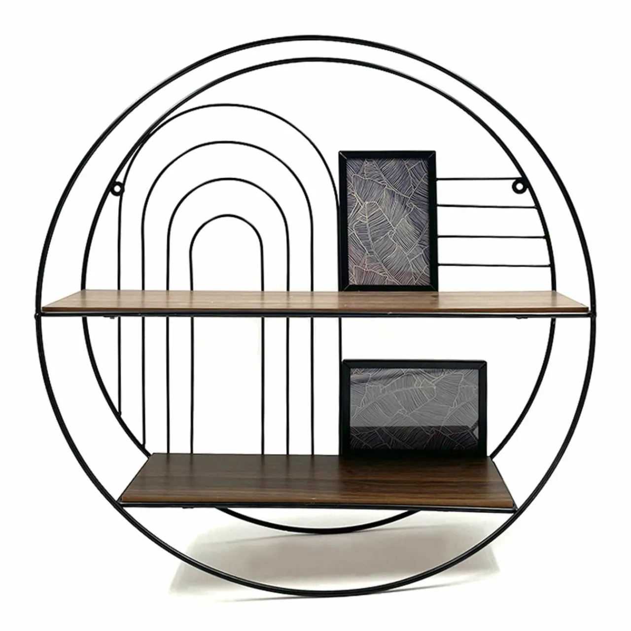 Étagère Murale|EMINZA Etagère murale métal 2 plateaux + 2 portes photos (D 50 cm) Tiggy Noir