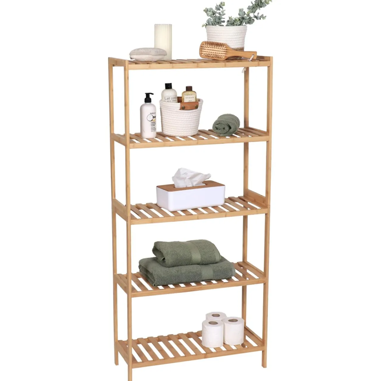Rangement Salle De Bain|TENDANCE Etagère rangement en bambou (H130 cm) Harmonie Naturel