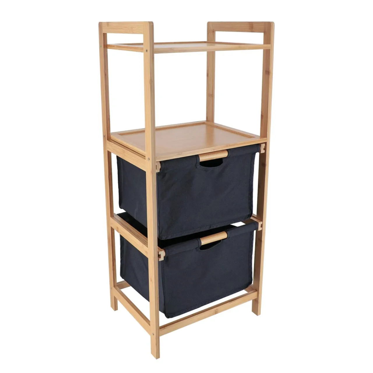 Meuble Salle De Bain|Rangement Salle De Bain|TENDANCE Etagère salle de bain avec paniers 3 niveaux (H90 cm) Purebamboo Noir