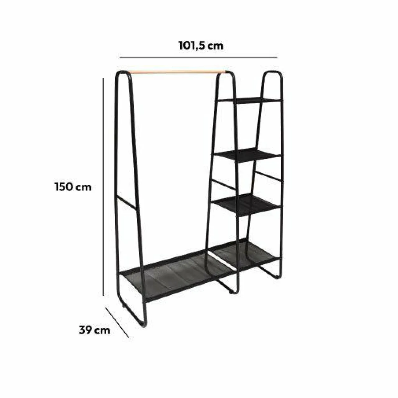 Rangement D'Entrée|5 Five Simply Smart Etagères et portant à vêtements (H150 cm) Artemis Noir