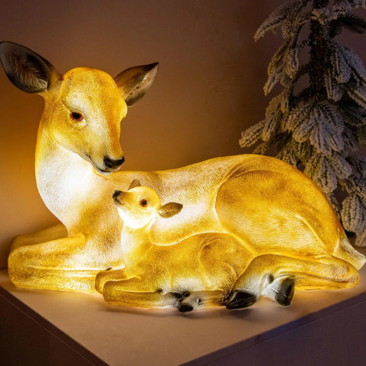 Déco Et Objet Lumineux|KAEMINGK Famille Faon lumineux fibre de verre 8 LED (H32 cm) Blanc chaud