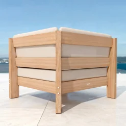 Canapé, Fauteuil Et Table Basse|MOBELLIA Fauteuil d'angle de jardin bois d'acacia Bornéo Sable