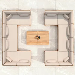 Canapé, Fauteuil Et Table Basse|MOBELLIA Fauteuil d'angle de jardin bois d'acacia Bornéo Sable