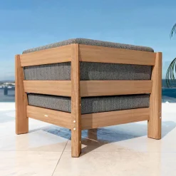 Canapé, Fauteuil Et Table Basse|MOBELLIA Fauteuil d'angle de jardin bois d'acacia Bornéo Gris Anthracite