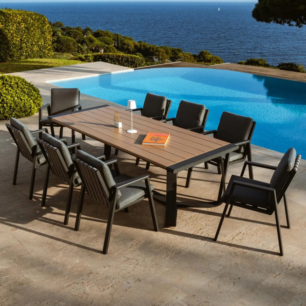 Chaise De Jardin|MOBELLIA Fauteuil de jardin aluminium Long Beach Gris Anthracite