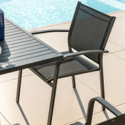 Chaise De Jardin|MOBELLIA Fauteuil de jardin aluminium empilable Murano Gris Anthracite