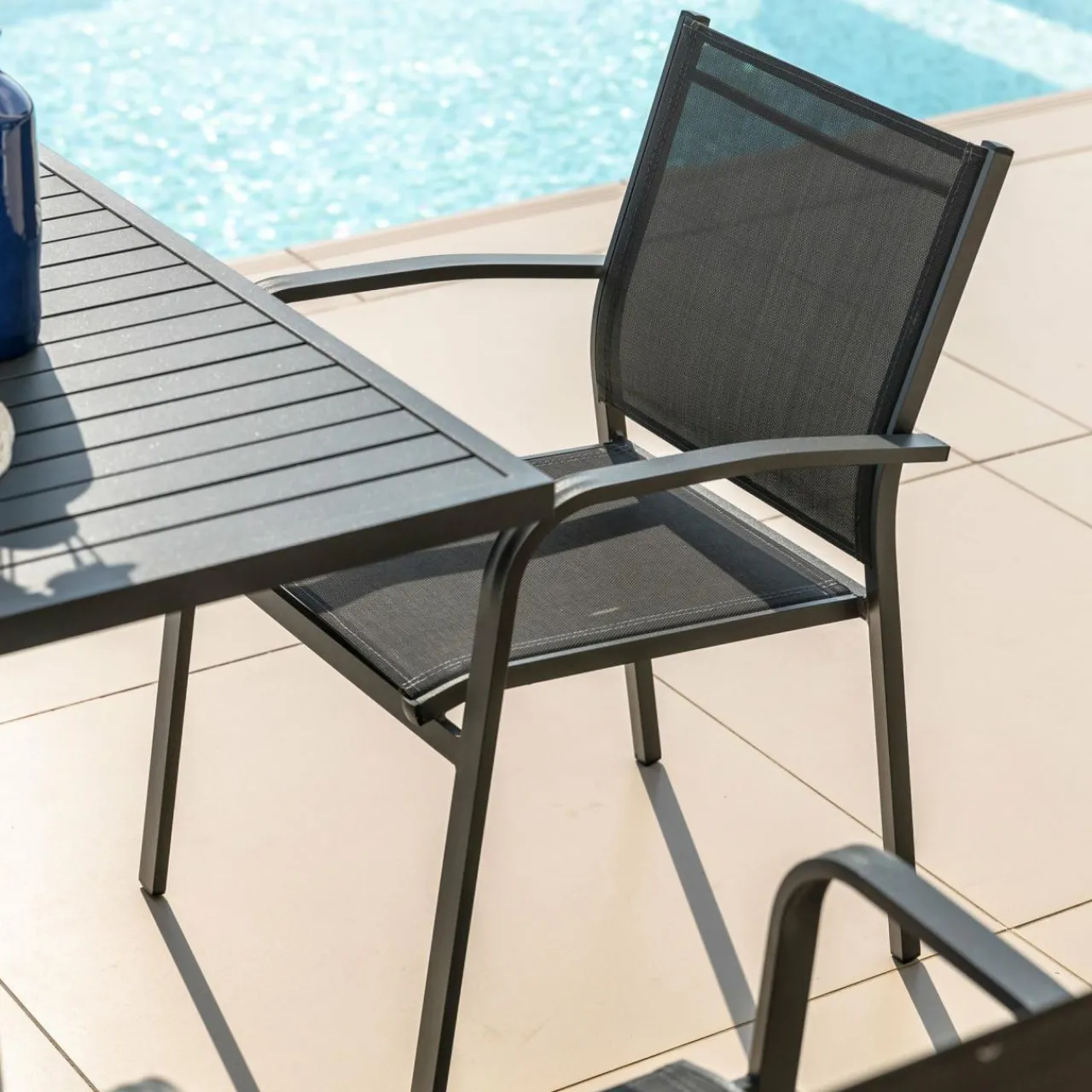 Chaise De Jardin|MOBELLIA Fauteuil de jardin aluminium empilable Murano Gris Anthracite