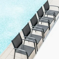 Chaise De Jardin|MOBELLIA Fauteuil de jardin aluminium empilable Murano Gris Anthracite