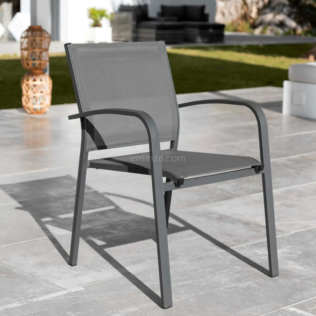 Chaise De Jardin|MOBELLIA Fauteuil de jardin aluminium empilable Murano Gris Anthracite
