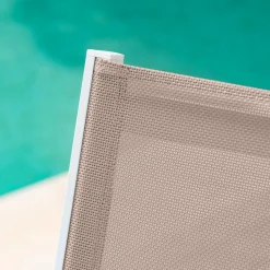 Chaise De Jardin|MOBELLIA Fauteuil de jardin aluminium et bois teck empilable Bali Blanc