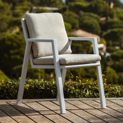 Chaise De Jardin|MOBELLIA Fauteuil de jardin aluminium Long Beach cendré Blanc
