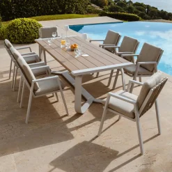 Chaise De Jardin|MOBELLIA Fauteuil de jardin aluminium Long Beach cendré Blanc